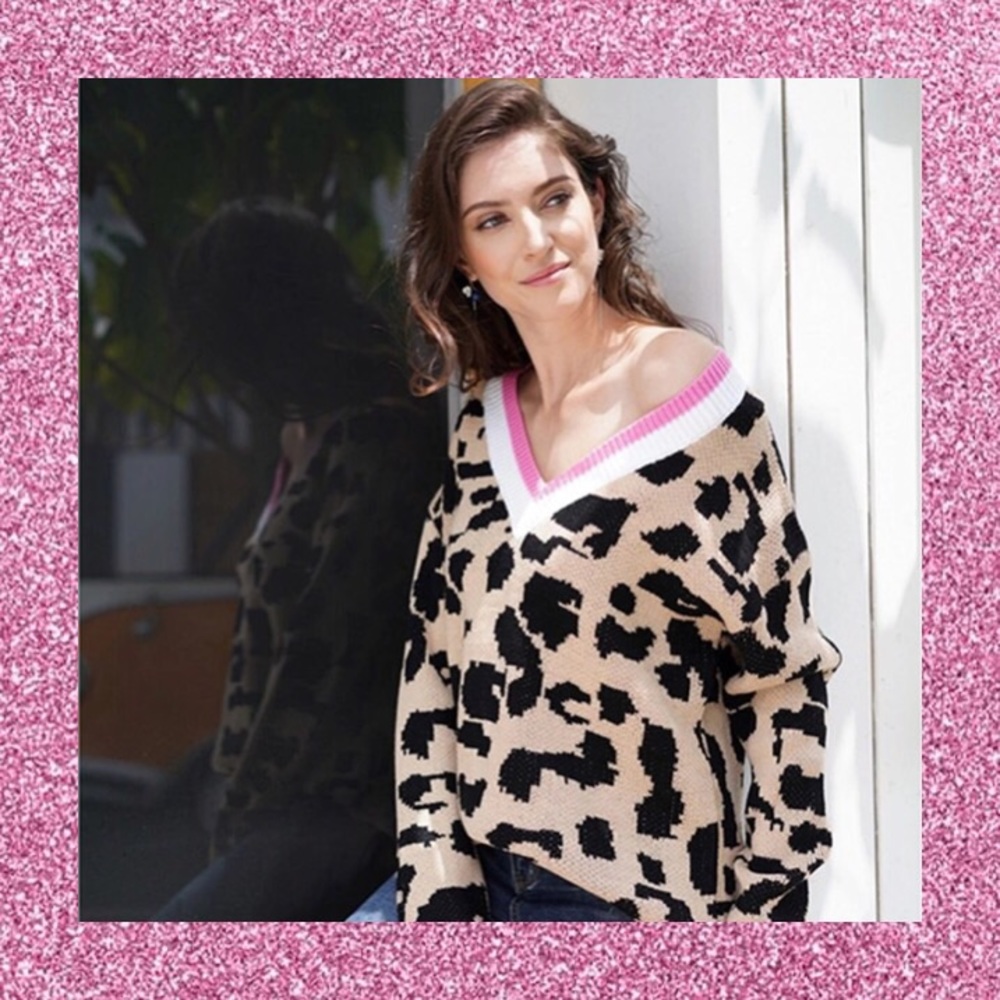 💗 pink & leopard fall sweater 💗